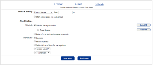 Step 3 of Current Checkout Fines Report.